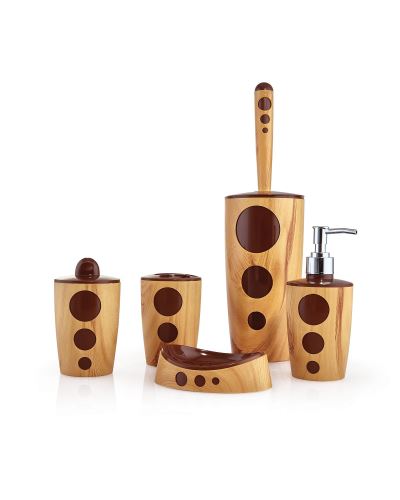 Punto Bathroom Set Wooden Effect 5 Pcs